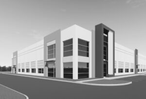 Commerce Lakes Industrial Exterior Rendering in black and white